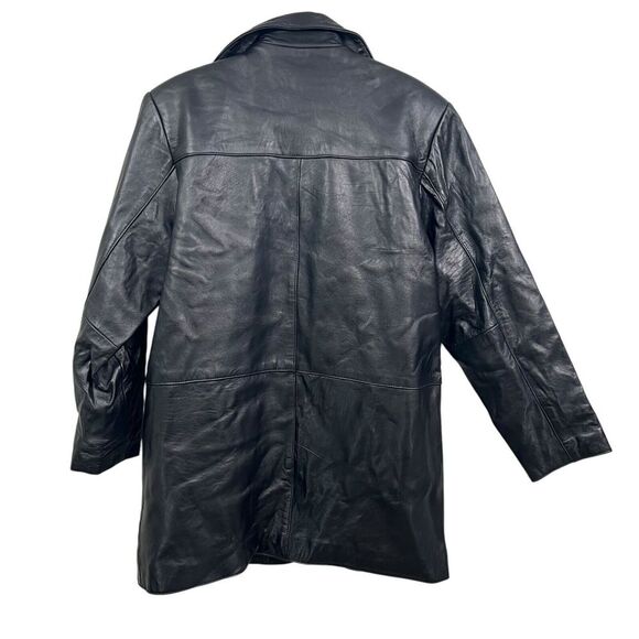 Canyon Outback Mens Lamb Leather Jacket Collared Button Pockets Black Sz L - Picture 4 of 5